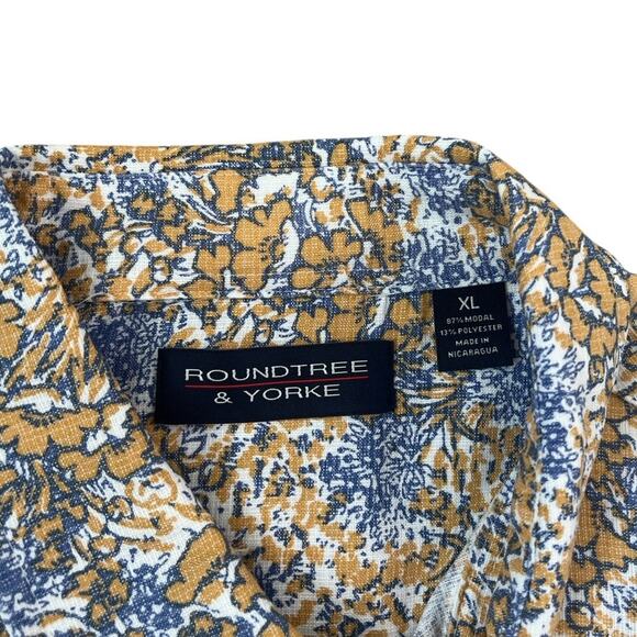 Roundtree & Yorke Camp Shirt Floral Short Sleeve Pocket Casual Summer Resort XL - Picture 4 of 7